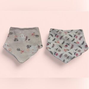 2 Chick Pea Infant Baby Girl Cotton Bandana Bibs Floral Bunny Print